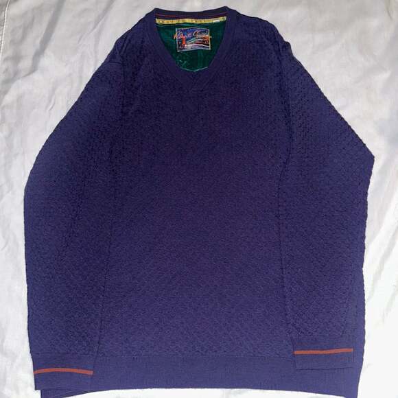Robert Graham Other - Robert Graham Collectors Textured Wool Crew neck Sweater Mens 2xl Purple Knit